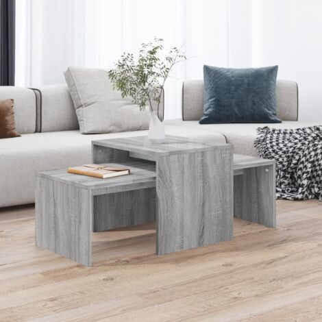 vidaXL Set di Tavolini Grigio Sonoma 100x48x40 cm Legno Multistrato