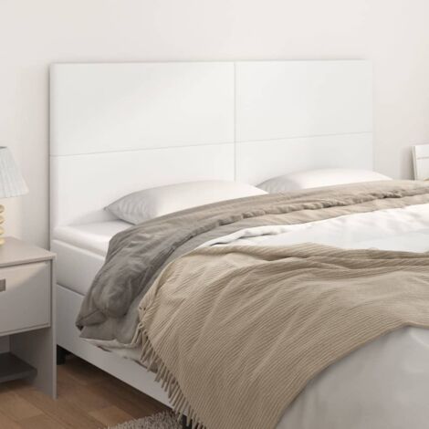 vidaXL Testiera Bianca 200x5x118/128 cm in Similpelle