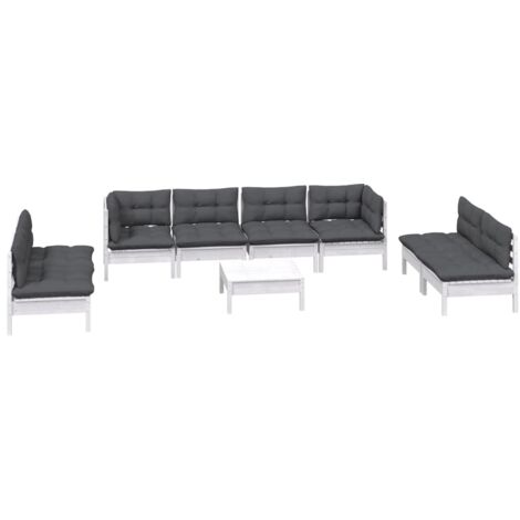 vidaXL Set Salotto Giardino con Cuscini 9 pz in Legno Massello di Pino (1/5)