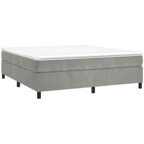 vidaXL Giroletto a Molle con Materasso Grigio Chiaro 200x200cm Velluto