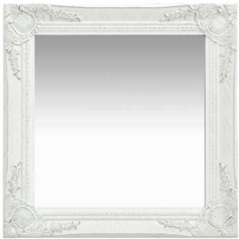 vidaXL Specchio da Parete Stile Barocco 50x50 cm Bianco