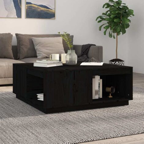 vidaXL Tavolino da Salotto Nero 100x101x40,5 cm Legno Massello di Pino