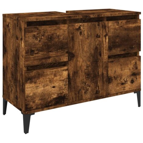 vidaXL Mobile Lavabo Rovere Fumo 80x33x60 cm in Legno Multistrato