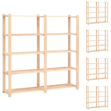 vidaXL Scaffali a 5 Livelli 5 pz 170x38x170 cm Massello Pino 500kg