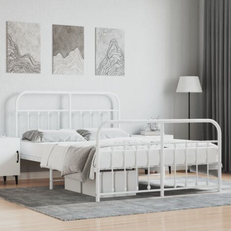 vidaXL Giroletto con Testiera e Pediera Metallo Bianco 140x200 cm (1/5)