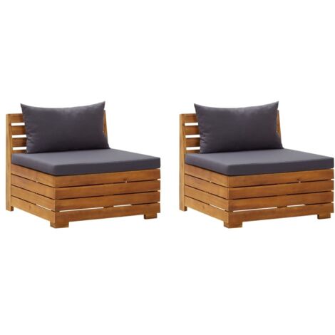 vidaXL Divano da Giardino a 2 Posti e Cuscini Legno Massello di Acacia (1/5)