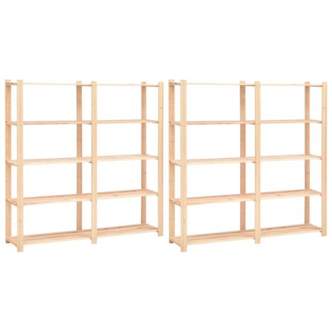 vidaXL Scaffali a 5 Livelli 2 pz 80x38x170 cm Massello Pino 500 kg