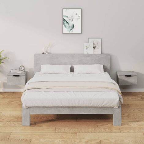 vidaXL Comodini a Muro 2 pz Grigio Cemento 34x30x20 cm