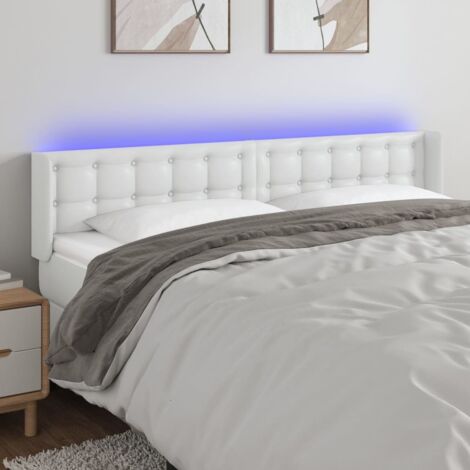 vidaXL Testiera a LED Bianca 203x16x78/88 cm in Similpelle (1/5)