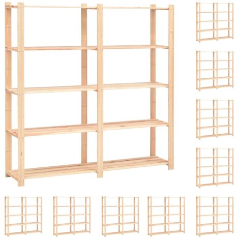 vidaXL Scaffali a 5 Livelli 10 pz 170x38x170cm in Massello Pino 500 kg