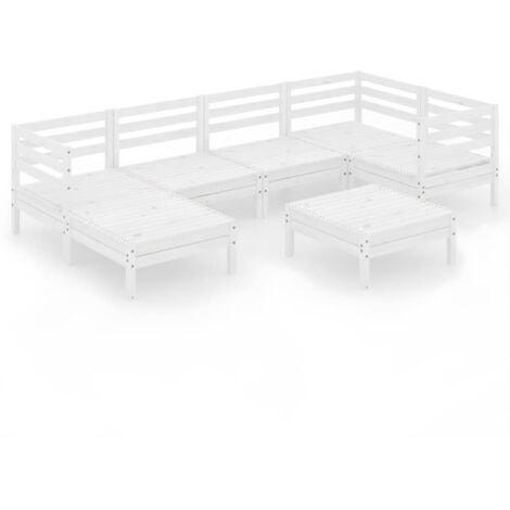 vidaXL Set Salotto da Giardino 7 pz in Legno Massello di Pino Bianco (1/5)