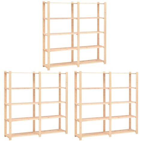 vidaXL Scaffali a 5 Livelli 3 pz 80x38x170 cm in Massello Pino 500 kg