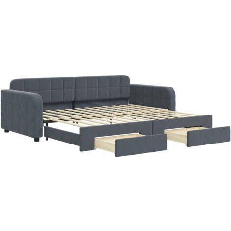 vidaXL Divano Letto Estraibile Cassetti Grigio Scuro 90x200cm Velluto