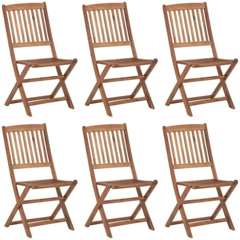 vidaXL Sedie da Giardino Pieghevoli 6 pz in Legno Massello di Acacia