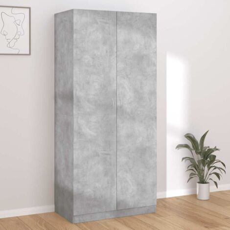 vidaXL Armadio Grigio Cemento 90x52x200 cm in Legno Multistrato