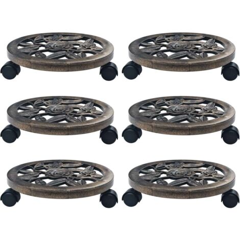 vidaXL Carrelli Portavasi 6 pz Bronzo 30 cm in Plastica (1/5)