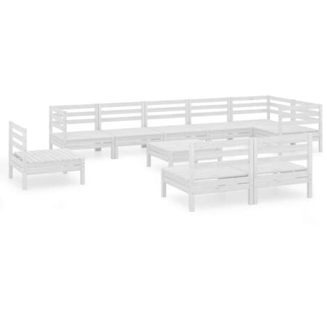 vidaXL Set Salotto da Giardino 10 pz in Legno Massello di Pino Bianco (1/5)