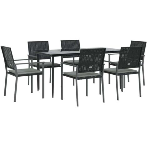 vidaXL Set Pranzo da Giardino 7 pz con Cuscini in Polyrattan e Acciaio (1/5)