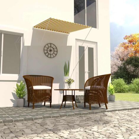 vidaXL Tenda da Sole Retrattile 100x150 cm Giallo e Bianco