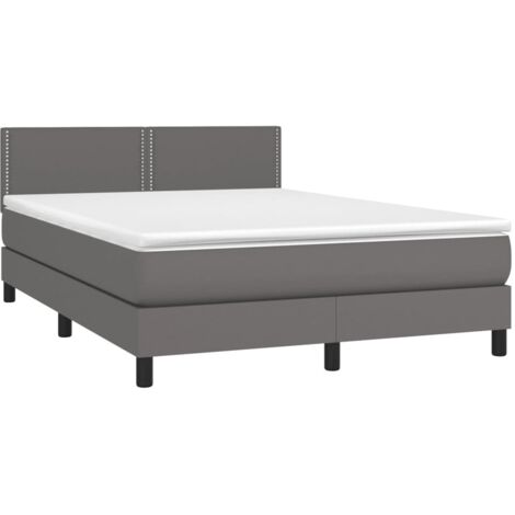vidaXL Giroletto a Molle con Materasso Grigio 140x190 cm in Similpelle