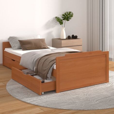 vidaXL Giroletto Ambra con Cassetti Legno Massello di Pino 90x200 cm