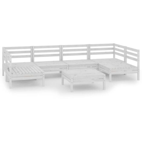 vidaXL Set Salotto da Giardino 7 pz in Legno Massello di Pino Bianco (1/5)