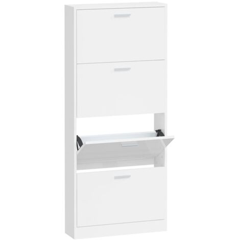 vidaXL Scarpiera Bianco Lucido 59x17x150 cm in Legno Multistrato