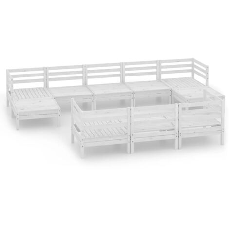 vidaXL Set Salotto da Giardino 10 pz in Legno Massello di Pino Bianco (1/5)