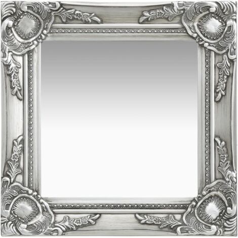 vidaXL Specchio da Parete Stile Barocco 40x40 cm Argento