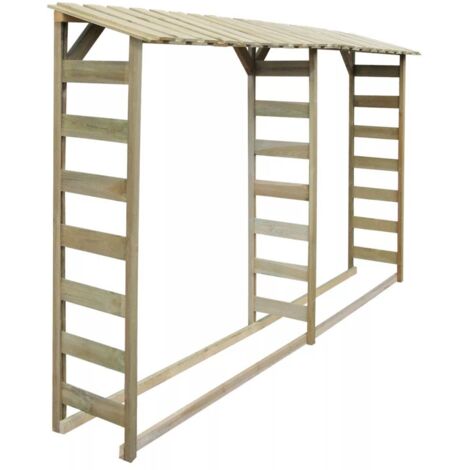 vidaXL Doppio Capannone per Legname 300x44x176cm Legno Pino Impregnato