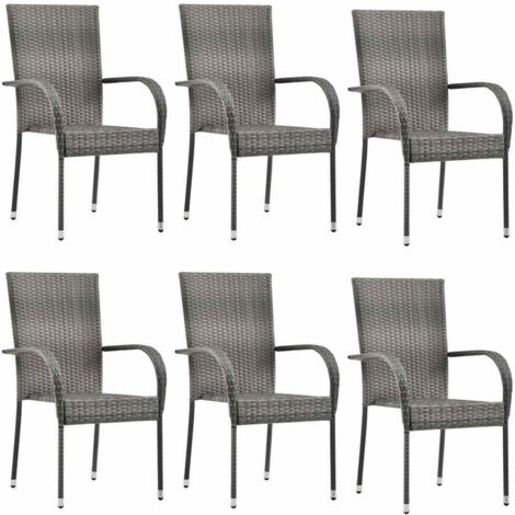 vidaXL Sedie da Esterno Impilabili 6 pz Grigie in Polyrattan