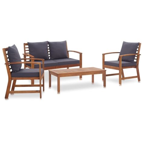 vidaXL Set Divani da Giardino 4 pz con Cuscini in Massello di Acacia