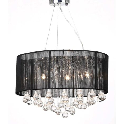 vidaXL Lampadario con 85 Cristalli Nero