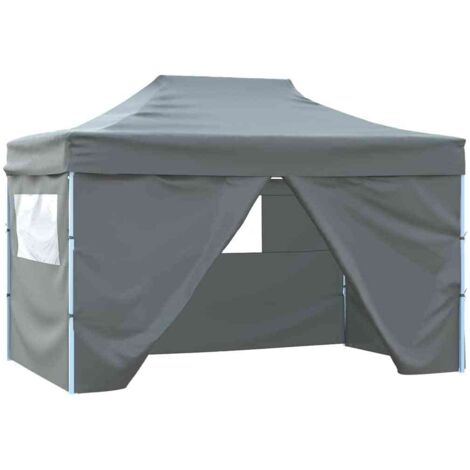 vidaXL Gazebo Professionale Pieghevole 4 Pareti 3x4m Acciaio Antracite