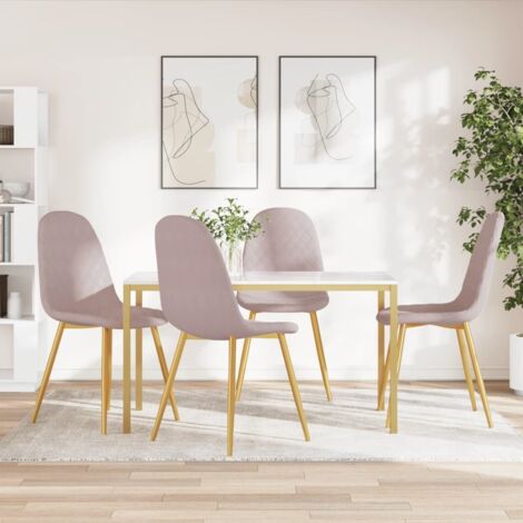 Sedie da Pranzo 4 pz Rosa in Velluto vidaXL 236660