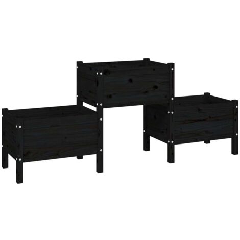 vidaXL Fioriera Nera 178,5x44x75 cm in Legno Massello di Pino (1/5)