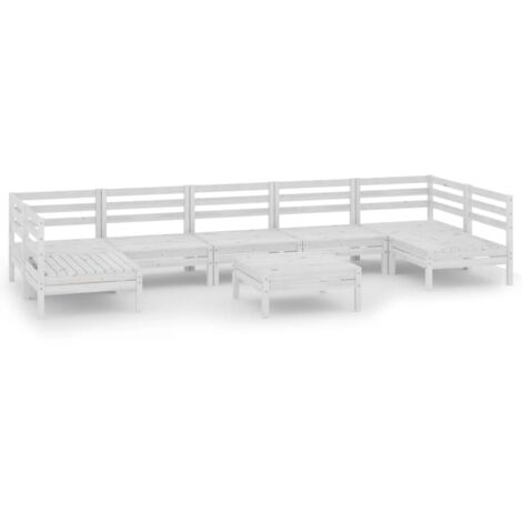 vidaXL Set Salotto da Giardino 8 pz in Legno Massello di Pino Bianco (1/5)
