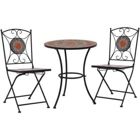 vidaXL Set Bistrò 3 pz con Mosaico in Ceramica Arancione/Grigio