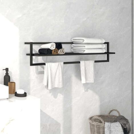 vidaXL Portasciugamani Nero 95x25x22 cm in Ferro