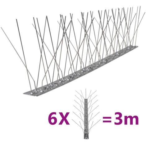 vidaXL Set Dissuasori per Uccelli e Piccioni 6 pz Acciaio 5 File 3 m