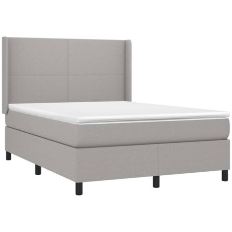 vidaXL Letto a Molle Materasso e LED Grigio Chiaro 140x190 cm Tessuto (1/5)
