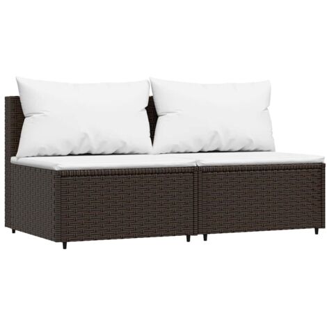 vidaXL Divani Centrali da Giardino con Cuscini 2pz Polyrattan Marrone