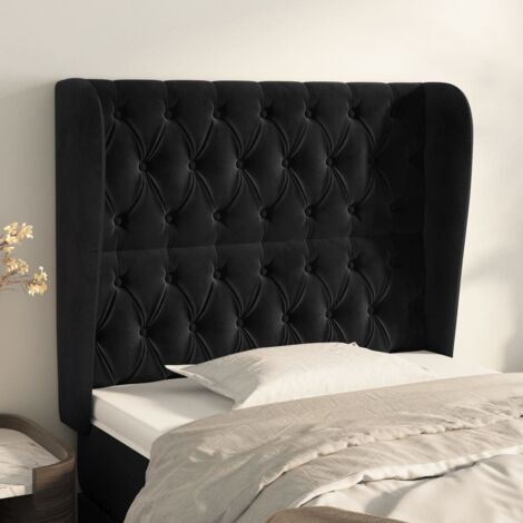 vidaXL Testiera ad Orecchio Nera 103x23x118/128 cm in Velluto (1/5)