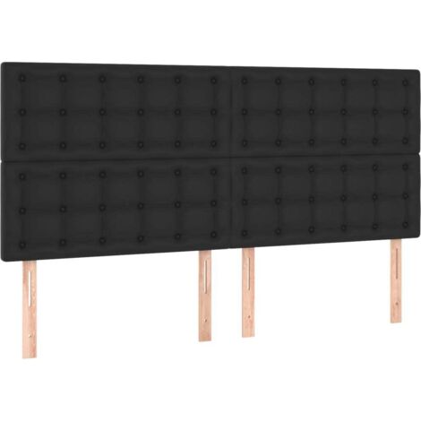 vidaXL Testiera Nera 200x5x118/128 cm in Similpelle