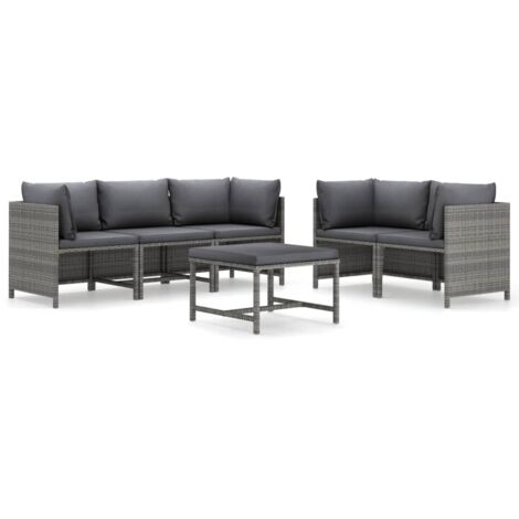 vidaXL Set Divani da Giardino 6 pz con Cuscini in Polyrattan Grigio (1/5)