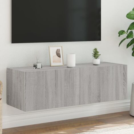 Mobile TV a Parete con Luci LED Grigio Sonoma 100x35x31 cm vidaXL