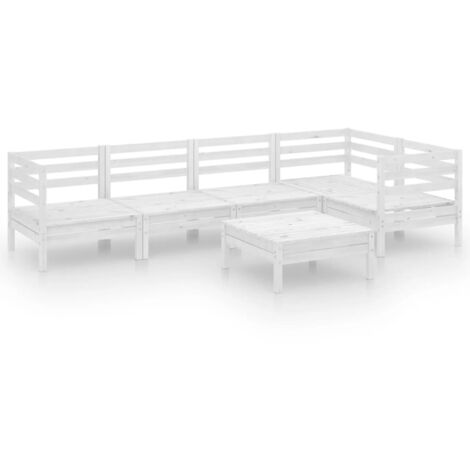 Set Salotto da Giardino 6 pz in Legno Massello di Pino Bianco vidaXL (1/5)