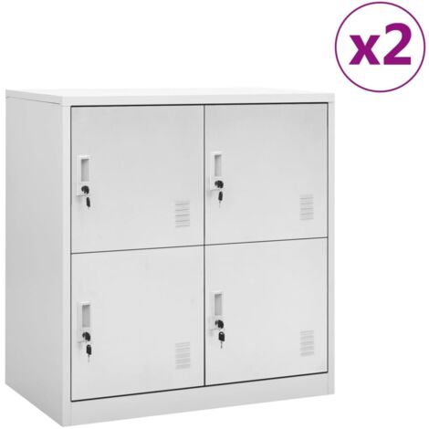 vidaXL Armadietti con Chiave 2 pz Grigio Chiaro 90x45x92,5 cm Acciaio