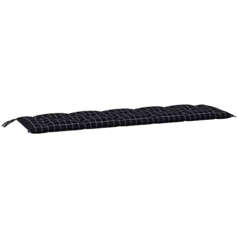 vidaXL Cuscino per Panca a Quadri Neri 180x50x7 cm in Tessuto Oxford