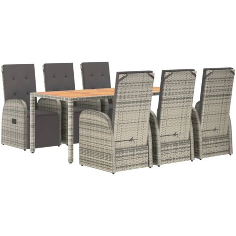 vidaXL Set da Pranzo da Giardino 7 pz con Cuscini in Polyrattan Grigio (1/5)